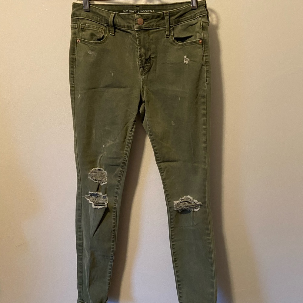 Old Navy Army Green distressed jeans